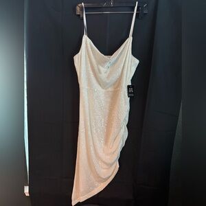 Express Cream Asymmetrical Sequin Dress